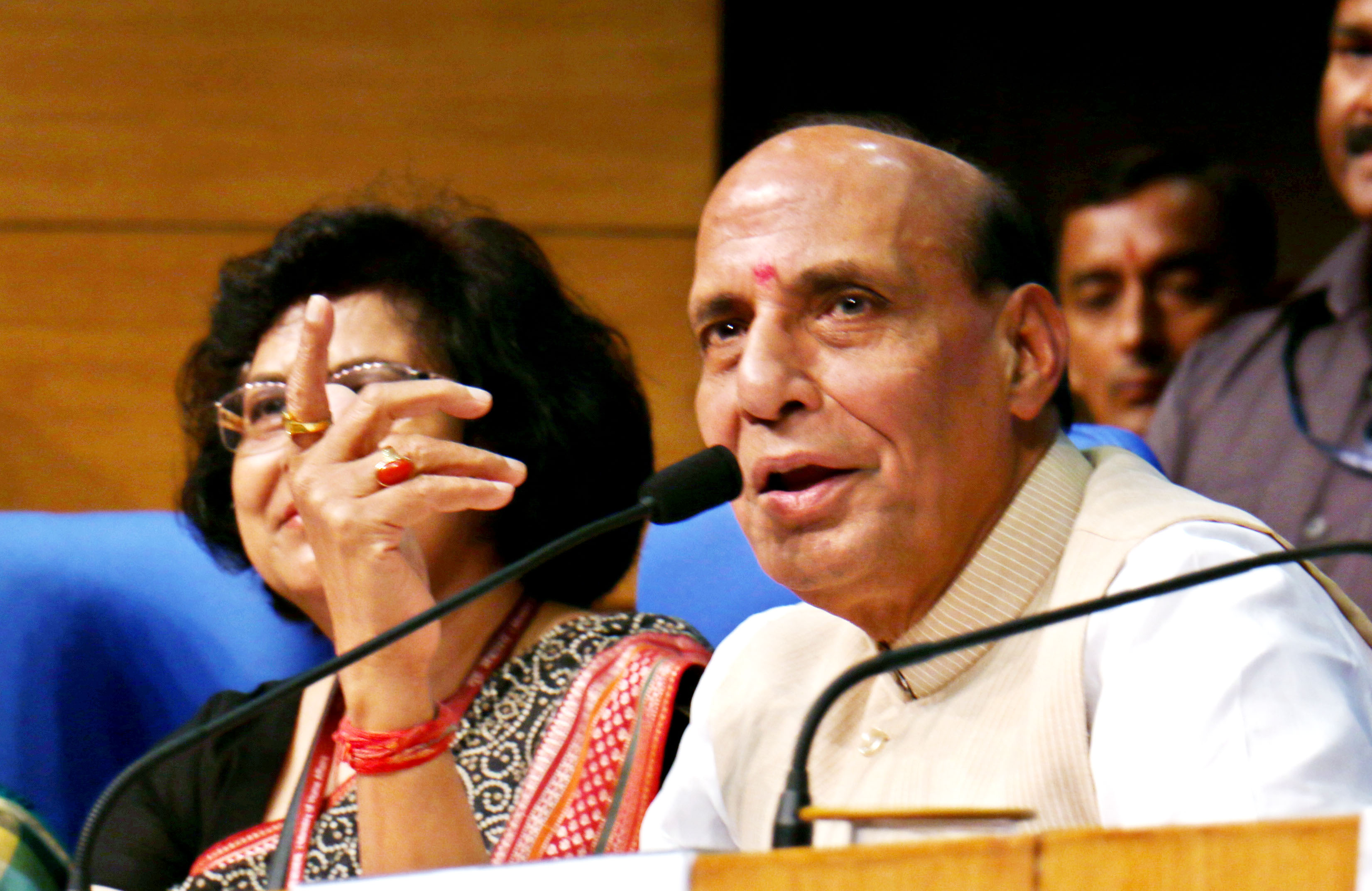 Union Home Minister Rajnath Singh addressing a Press Conference on Achievements in the first 100 days,