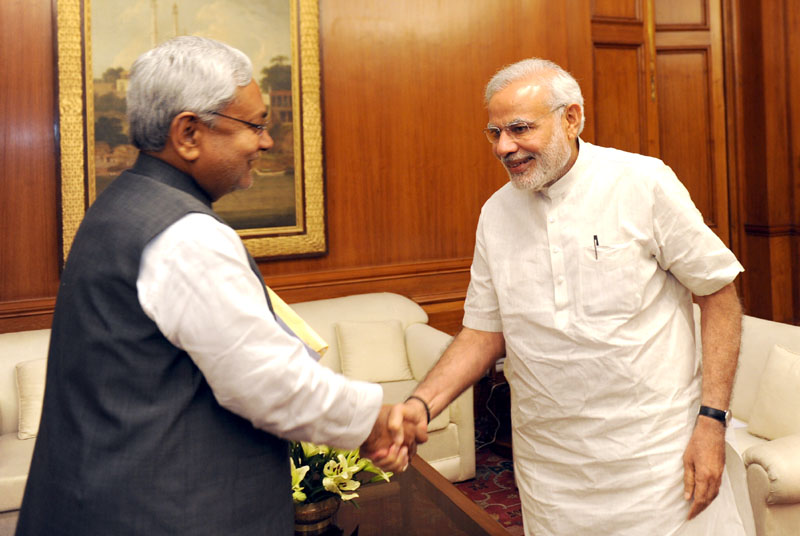 Nitish Kumar calling on the PM Narendra Modi