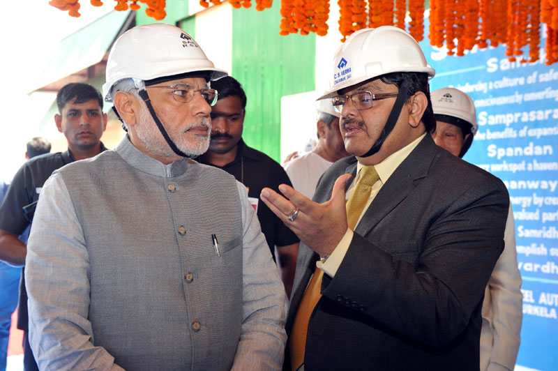 PM visiting the MT Expansion of Rourkela Steel Plant