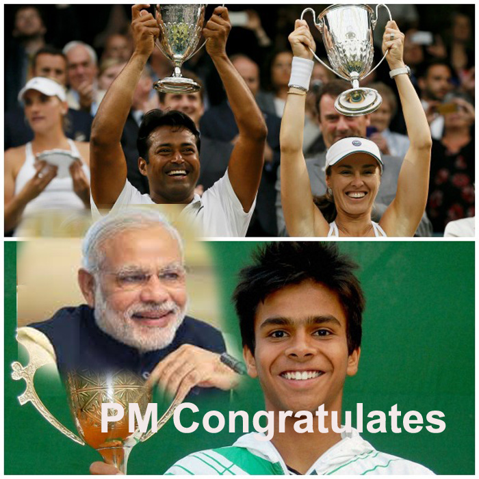 PM congratulates Leander Paes, Martina Hingis and Sumit Nagal for Wimbledon victories